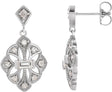 Platinum Straight Baguette Natural Diamond Vintage-Inspired Earrings