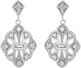 Platinum Straight Baguette Natural Diamond Vintage-Inspired Earrings - view 2