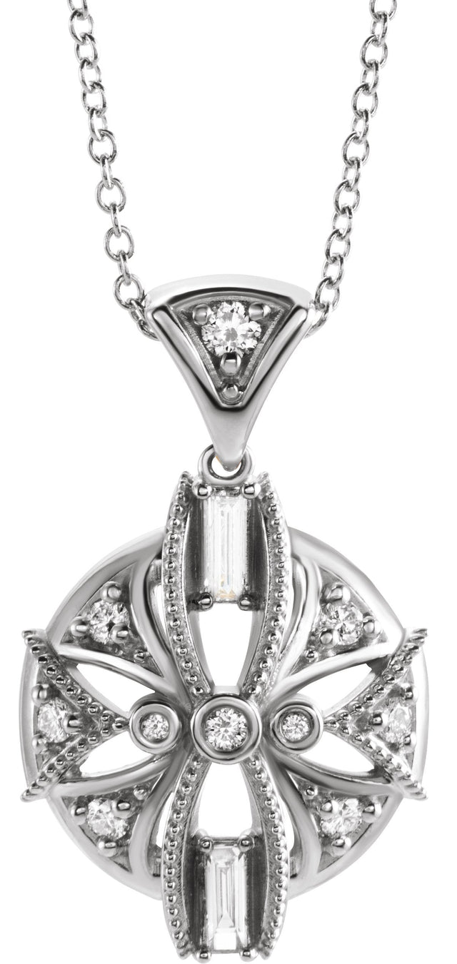 Platinum Vintage-Inspired Necklace or Pendant