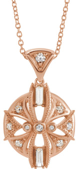 14K Gold Vintage-Inspired Necklace or Pendant - Rose Gold