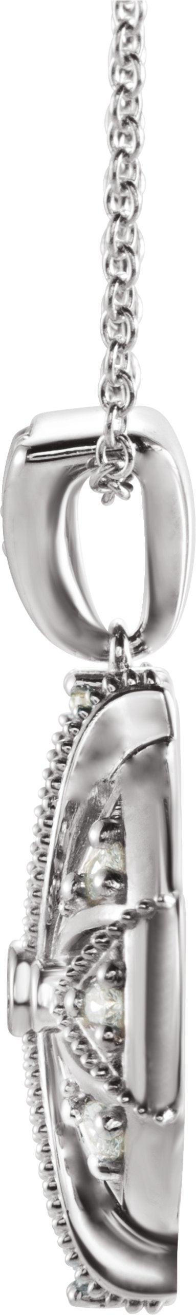14K Gold Vintage-Inspired Necklace or Pendant - White Gold - view 2