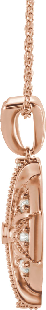 14K Gold Vintage-Inspired Necklace or Pendant - Rose Gold - view 2