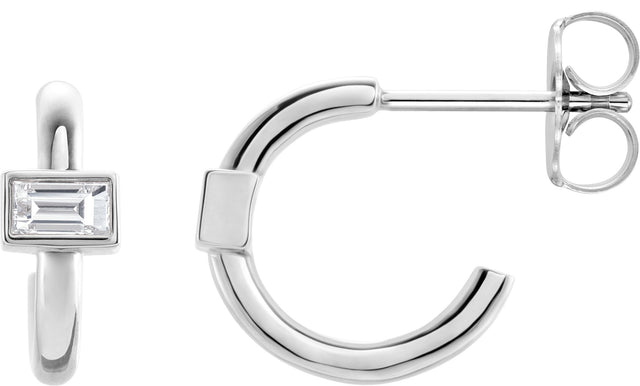 Platinum Marquise Natural Diamond Accented Huggie Earrings