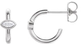 14K Gold Marquise Natural Diamond Accented Huggie Earrings - White Gold