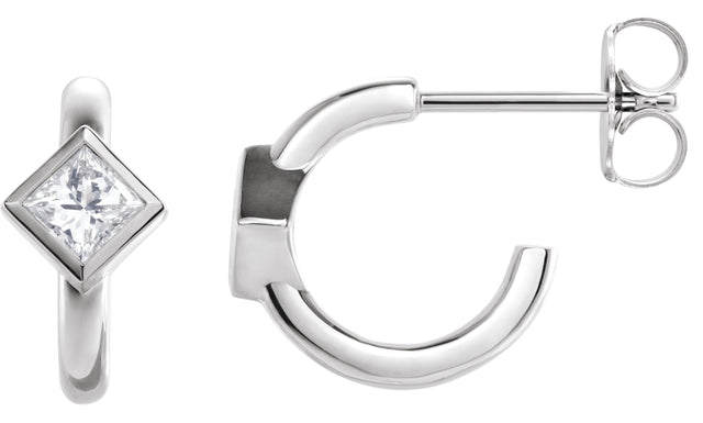 Platinum Marquise Natural Diamond Accented Huggie Earrings