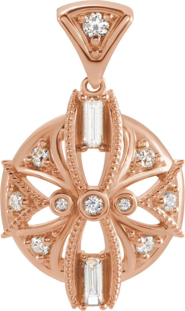 14K Gold Vintage-Inspired Necklace or Pendant - Rose Gold