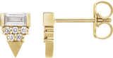 14K Gold Straight Baguette Natural Diamond Geometric Earrings – 4x2mm - Yellow Gold
