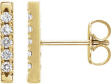 14K Gold Round Natural Diamond French-Set Bar Earrings - Yellow Gold