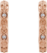 14K Gold Round Natural Diamond Vintage-Inspired J-Hoop Earrings - Rose Gold - view 2