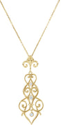 14K Gold Round Natural Diamond Fleur-de-lis Necklace or Pendant – 1/6 CTW