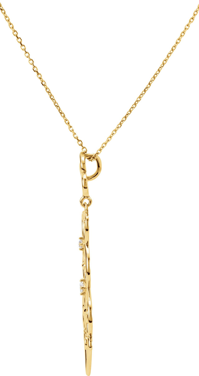 14K Gold Round Natural Diamond Fleur-de-lis Necklace or Pendant – 1/6 CTW - view 2