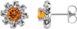 14K Gold Natural Citrine Round 4-Prong Halo-Style Twist Earrings - White Gold