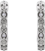 Platinum Round Natural Diamond Vintage-Inspired J-Hoop Earrings - view 2