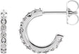 Platinum Round Natural Diamond Vintage-Inspired J-Hoop Earrings