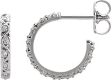 Platinum Round Natural Diamond Sculptural Hoop Earrings