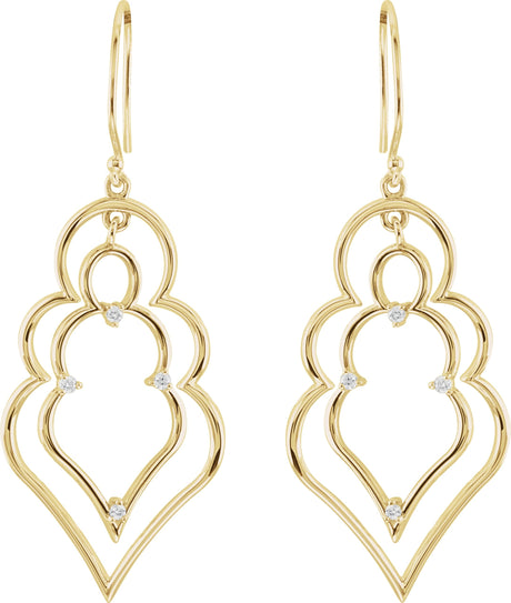 14K Gold Round Natural Diamond Freeform Earrings – 1.5mm Stones - view 2