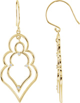 14K Gold Round Natural Diamond Freeform Earrings – 1.5mm Stones