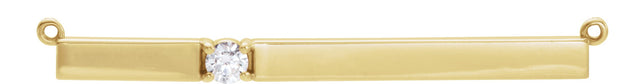14K Gold Round Lab-Grown Diamond Engravable Accented Bar Necklace - Yellow Gold