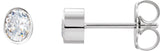 Platinum Natural Diamond Oval Bezel-Set Stud Earrings