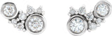 14K Gold Round Natural Diamond Scattered Bezel-Set Earrings - White Gold - view 2