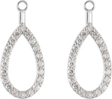 14K Gold Round Natural Diamond Teardrop Earring Jackets - White Gold - view 2