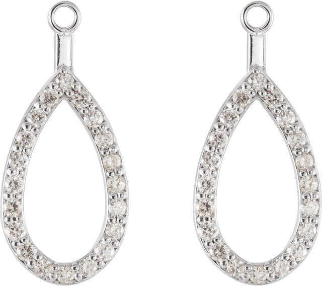 14K Gold Round Natural Diamond Teardrop Earring Jackets - White Gold - view 2