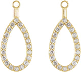 14K Gold Round Natural Diamond Teardrop Earring Jackets - Yellow Gold - view 2