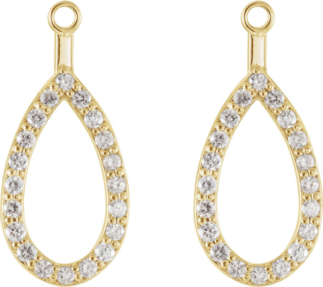 14K Gold Round Natural Diamond Teardrop Earring Jackets - Yellow Gold - view 2
