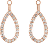 14K Gold Round Natural Diamond Teardrop Earring Jackets - Rose Gold - view 2
