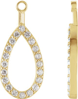 14K Gold Round Natural Diamond Teardrop Earring Jackets - Yellow Gold