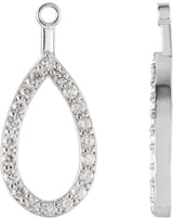 14K Gold Round Natural Diamond Teardrop Earring Jackets - White Gold
