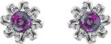 Platinum Lab-Grown Alexandrite Round 4-Prong Halo-Style Twist Earrings - view 2