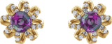 14K Gold Lab-Grown Alexandrite Round 4-Prong Halo-Style Twist Earrings - Yellow Gold - view 2
