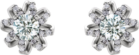 Platinum Natural Diamond Round 4-Prong Halo-Style Twist Earrings - view 2