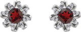 Platinum Natural Mozambique Garnet Round 4-Prong Halo-Style Twist Earrings - view 2