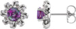 14K Gold Lab-Grown Alexandrite Round 4-Prong Halo-Style Twist Earrings - White Gold