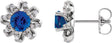 14K Gold Lab-Grown Blue Sapphire Round 4-Prong Halo-Style Twist Earrings - White Gold