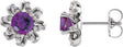Platinum Natural Amethyst Round 4-Prong Halo-Style Twist Earrings