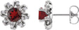 Platinum Natural Mozambique Garnet Round 4-Prong Halo-Style Twist Earrings
