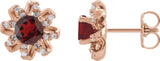 14K Gold Natural Mozambique Garnet Round 4-Prong Halo-Style Twist Earrings - Rose Gold - view 2
