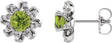 14K Gold Natural Peridot Round 4-Prong Halo-Style Twist Earrings - White Gold