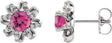 Platinum Natural Pink Tourmaline Round 4-Prong Halo-Style Twist Earrings