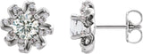 Platinum Natural Diamond Round 4-Prong Halo-Style Twist Earrings
