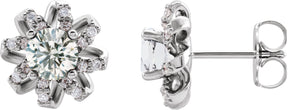 Platinum Natural Diamond Round 4-Prong Halo-Style Twist Earrings