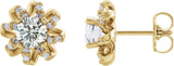 14K Gold Natural Diamond Round 4-Prong Halo-Style Twist Earrings - Yellow Gold