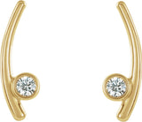 14K Gold Round Natural White Sapphire Bezel-Set Ear Climbers - Yellow Gold - view 2