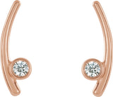 14K Gold Round Natural Diamond Bezel-Set Ear Climbers - Rose Gold - view 2