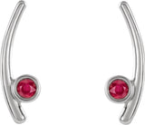 Platinum Round Natural Ruby Bezel-Set Ear Climbers - view 2