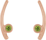 14K Gold Round Natural Peridot Bezel-Set Ear Climbers - Rose Gold - view 2