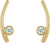 14K Gold Round Natural Diamond Bezel-Set Ear Climbers - Yellow Gold - view 2